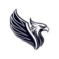 Eagle head with wing vector illustration in bold black style Royalty Free Stock Photo