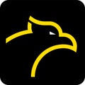 Eagle head yellow and black icon in geomeric style