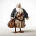 Eagle In Historical Costume Holding Bag - Concept Art