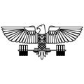 Eagle holding a barbell. Gym mascot. Design element for logo, label, sign, emblem. Royalty Free Stock Photo