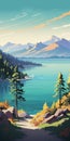 Eagle Lake, California Poster: Serene Marine Views In James Gilleard\'s Style