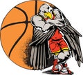 Eagle Leaning on Basketball Vector Illustration