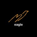 Eagle line art icon design gold color on black background for company brand