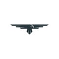 Eagle logo mockup, predator bird wings silhouette, aviation emblem design element