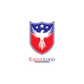 Eagle logo template design with a shield and stars. Vector illustration Royalty Free Stock Photo