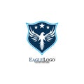 Eagle logo template design with a shield and stars. Vector illustration Royalty Free Stock Photo