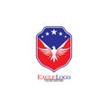 Eagle logo template design with a shield and stars. Vector illustration Royalty Free Stock Photo