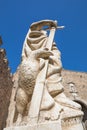 Eagle looking in statue of Carlos V in Bisagra Gate Toledo city