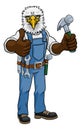 Eagle Mascot Carpenter Handyman Holding Hammer