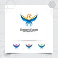 Eagle mascot logo design vector with concept of flying phoenix flapping wings illustration