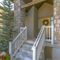 Eagle Mountain home with stairs and yellow door Royalty Free Stock Photo