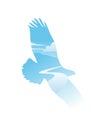 Eagle mountain and river logo sign