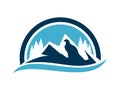 Eagle  mountain and river logo sign Royalty Free Stock Photo