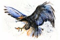 The eagle n the sky, Wild and Free watercolor colorful painting, wild predator, king hunter