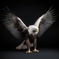 Eagle with outstretched wings on black background. Royalty Free Stock Photo