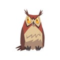 Eagle Owl Bird, Great Horned Owl Character Vector Illustration Royalty Free Stock Photo