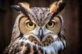 Eagle Owl Bubo bubo close up, great horned owl portrait, AI Generated Royalty Free Stock Photo