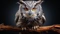 Eagle owl, majestic bird, perching on branch, staring at camera generated by AI Royalty Free Stock Photo