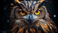 Eagle owl, majestic bird of prey, staring into night darkness generated by AI Royalty Free Stock Photo