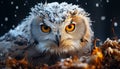 Eagle owl staring, nature beauty in small, , winter generated by AI Royalty Free Stock Photo