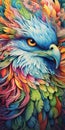 Psychedelic Eagle: A Vibrant And Hyper-realistic Portrait Art Piece