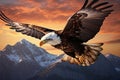 The eagle is a patriotic symbol of America, USA. Eagle flying on the background of mountains and canyon Royalty Free Stock Photo