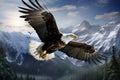 The eagle is a patriotic symbol of America, USA. Eagle flying on the background of mountains and canyon Royalty Free Stock Photo