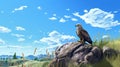 Eagle Sky Wallpaper: Animecore Illustration With Hyper-realistic Style