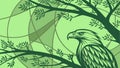 Eagle Perched in a Stylized Tree, Wisdom and Nature\'s Vigilance, vector design Generative AI Royalty Free Stock Photo