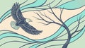Eagle Perched Tree Vector Illustration, Wisdom and Nature\'s Vigilance Generative AI Royalty Free Stock Photo
