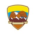 Eagle Perching Mountain Range Crest Mascot