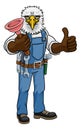 Eagle Plumber Cartoon Mascot Holding Plunger