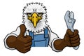 Eagle Plumber Or Mechanic Holding Spanner Royalty Free Stock Photo
