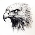 Black And White Eagle Print Design With Detailed Shading