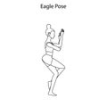 Eagle pose yoga workout outline. Healthy lifestyle vector illustration