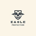 Eagle bird protection with bold and line art modern shape logo design vector inspiration