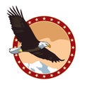Eagle round emblem beige background