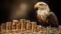 Eagle with several gold coins