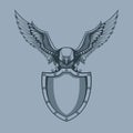 Eagle with Shield in claws tattoo style Royalty Free Stock Photo