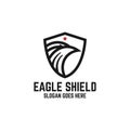 Eagle Shield With Star Logo Design, Bird Shield With Line Art Logo Inspirations