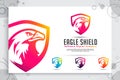 Eagle Shield tech vector logo designs with modern style concept, abstract illustration of bird shield as a symbol of cyber