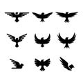 Eagle silhouette logo set Royalty Free Stock Photo