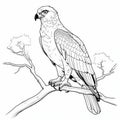 Eagle Sitting On Branch Coloring Pages - Realistic Rendering