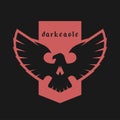 Eagle skull emblem, symbol on a dark background. Vector illustration.