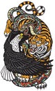 Eagle snake and tiger tattoo illustration Royalty Free Stock Photo