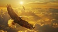 The Eagle in Golden Sky.AI generated image Royalty Free Stock Photo
