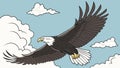 Eagle soaring through a clear sky, symbolizing pure freedom and vision, vector design Generative AI Royalty Free Stock Photo