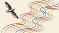 Eagle soaring over abstract waves dynamic freedom, fluid nature art, vector design Generative AI Royalty Free Stock Photo