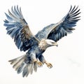 Indigo And Bronze Watercolor Illustration Of A Majestic Bald Eagle Royalty Free Stock Photo