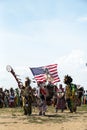 The Eagle Staff leads the Grand Entry at he NYC Pow Wow in Brooklyn